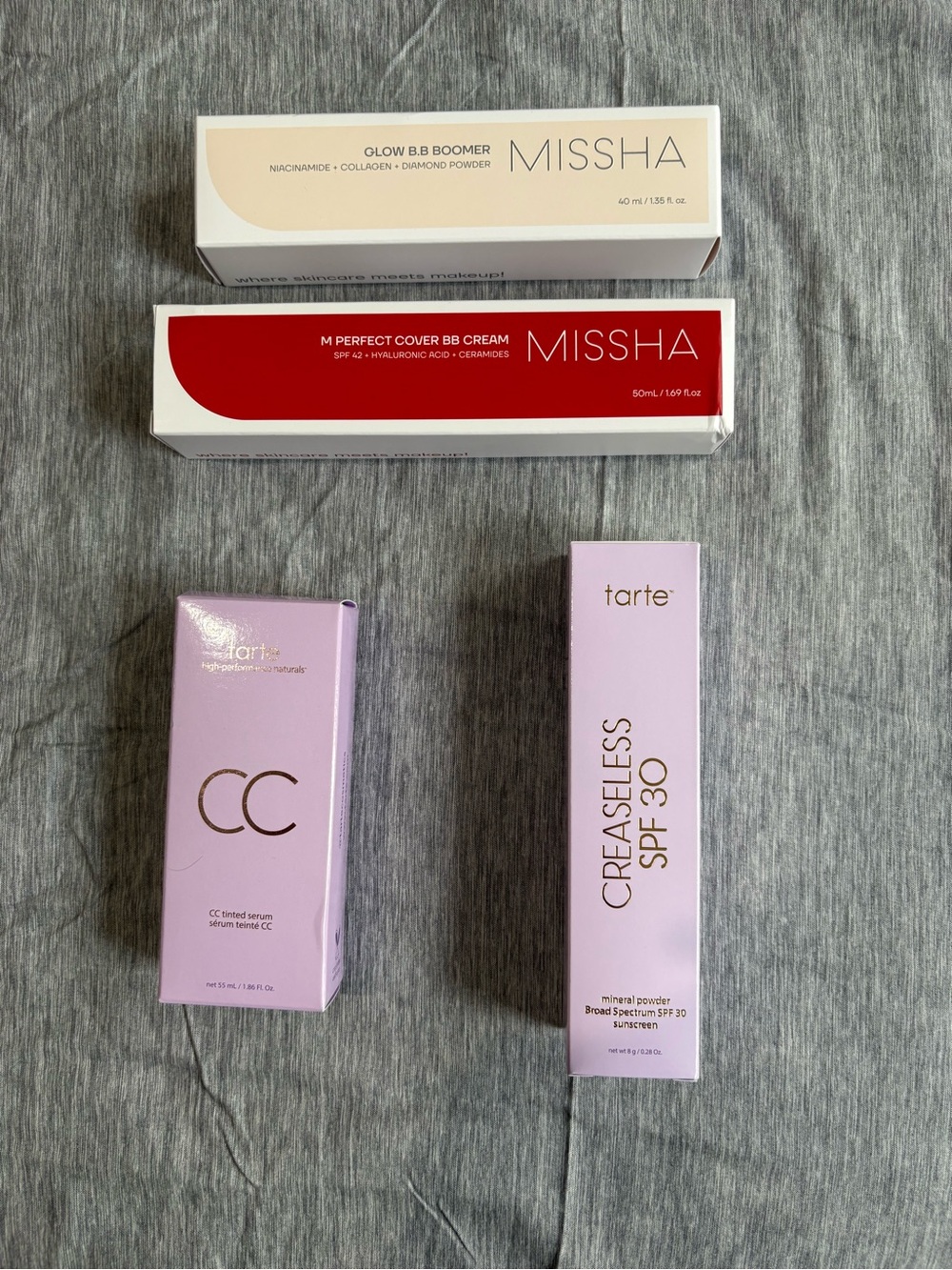 Tarte light serum and creaseless spf powder stick, Missha bb cream bundle